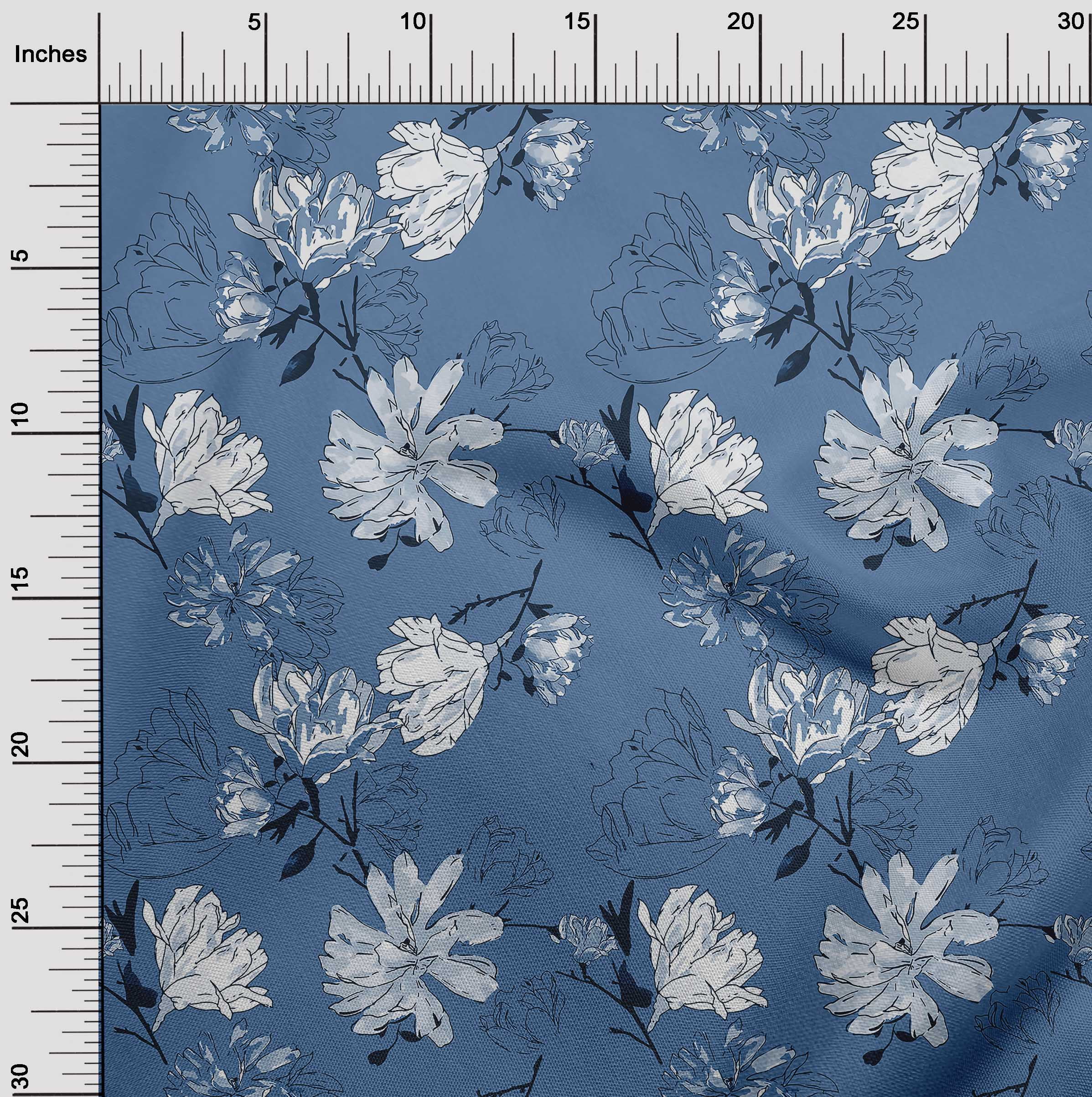 oneOone Cotton Silk Dusty Blue Fabric Florals Sewing Material Print Fabric  By The Yard 42 Inch Wide - Walmart.com