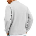 thumbnail image 6 of Men's Vintage Waffle Knit Long Sleeve Zip Up Stand Collar Casual Shirt for Spring Fall Street Fashion,White,L, 6 of 7