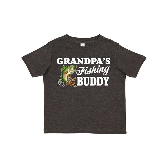 Inktastic Grandpa's Fishing Buddy with White Text Boys Toddler T-Shirt