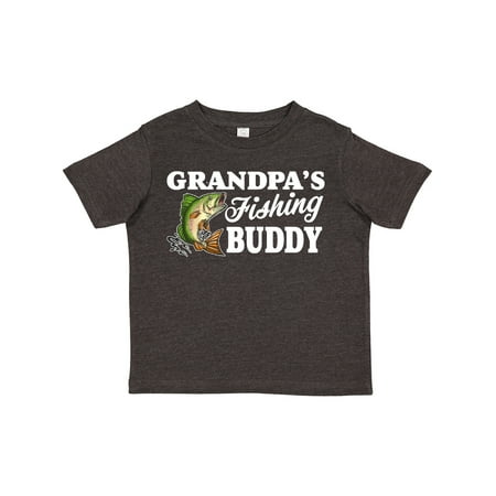 

Inktastic Grandpa s Fishing Buddy with White Text Gift Toddler Boy Girl T-Shirt