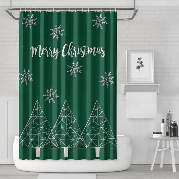 Christmas Shower Curtain for Bathroom Xmas Forest Rustic Farmhouse Triangle Tree Bathroom Curtain Durable Vintage Shower Curtain Hooks Included,72x72Inch