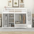 thumbnail image 2 of Euroco Wood Twin Loft Bed with Wardrobe, Shelf and Drawers for Bedroom, White, 2 of 15