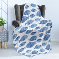 thumbnail image 4 of Blue Soft Flannel Fleece Throw Blanket, Fish Sea Animal with Ottoman Ornate Mosaic Hand Drawn Style Marine Artwork, Cozy Plush for Indoor and Outdoor Use, 50" x 60", Blue, by Ambesonne, 4 of 5