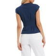 thumbnail image 3 of INSPIRE CHIC Women's Peplum Top Cap Sleeve Crew Neck Stretchy Waist Work Blouse XS Navy Blue, 3 of 6