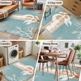 thumbnail image 6 of Summer Nautical Washable Area Rugs 2.7'x5', White Mermaid Coral Anchor Silhouette Wood Grain Low Pile Throw Living Room Rug Non-Slip Sturdy Edge Binding Carpet for Indoor Entryway Bedside Kitchen, 6 of 9