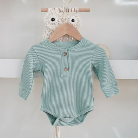 

DancePeanut Newborn Baby Bodysuit Clothes Baby Born Boy Girls Leotards Long Sleeve Neutral Ribbed Cotton Knit Bodysuits