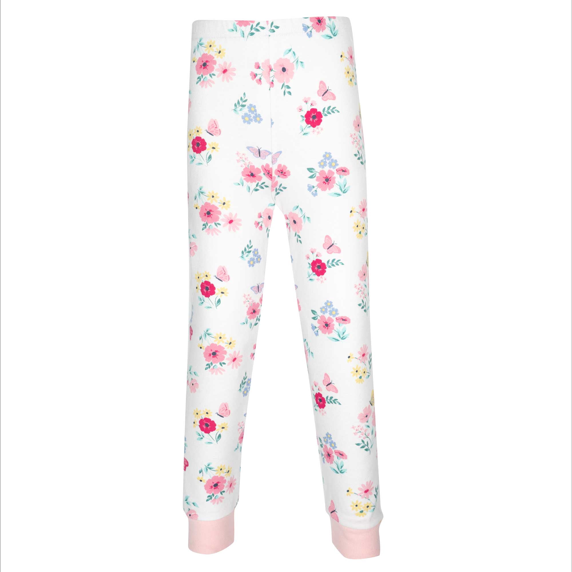 Hudson Baby Girl Cotton Pajama Set, Butterfly Floral, 12-18 Months