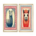 thumbnail image 2 of Designart "Retro Stamp Alpaca Portrait Illustration III" Alpaca Framed Wall Art Set Of 2 - Traditional Red Frame Gallery Set For Office Decor, 2 of 6