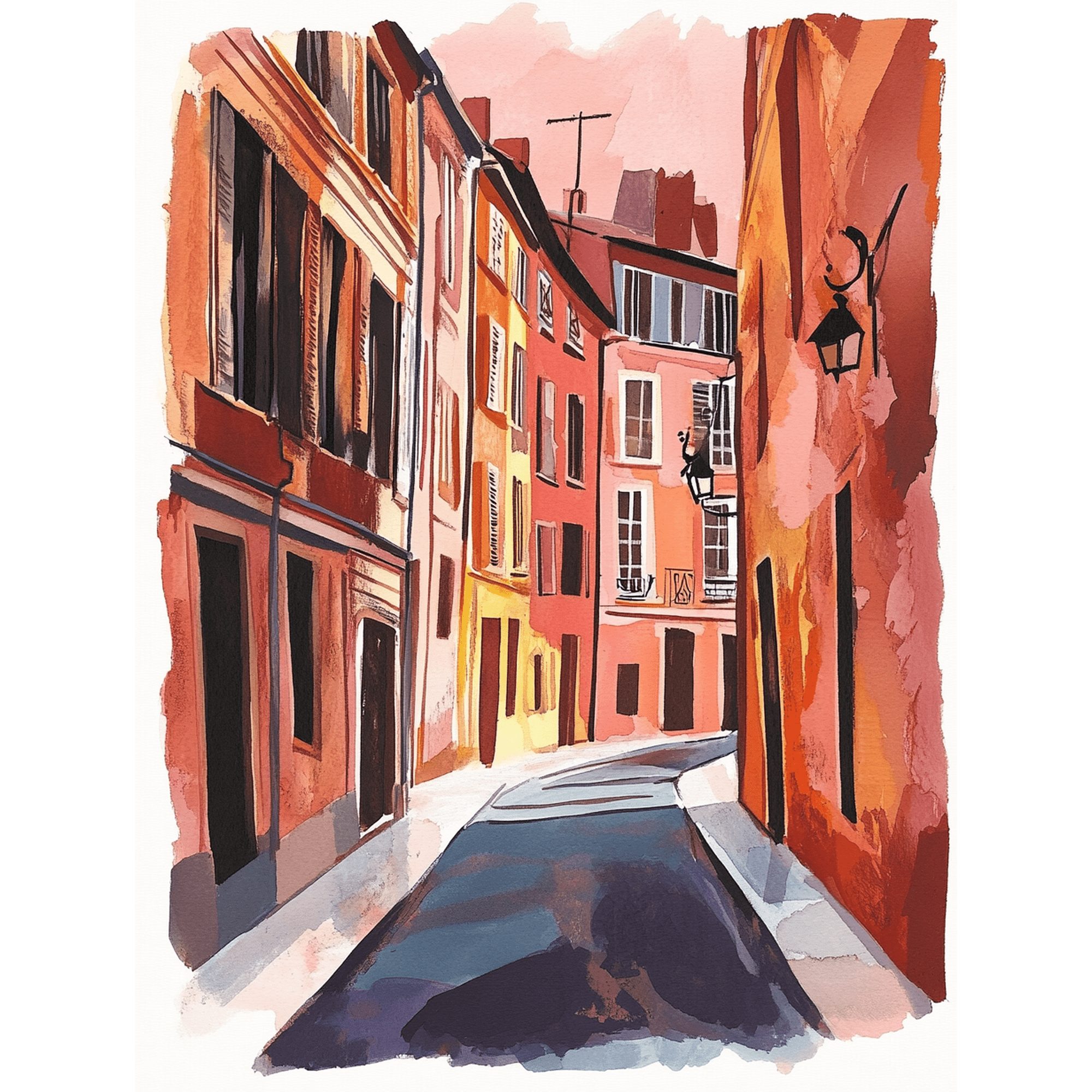 European Street Scene Canvas Print/Wall Art, Perfect for Living Room,Dining Room,Hallway Decoration