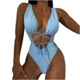 thumbnail image 1 of Bikini para mujer Color sólido Cómodo Traje de baño dividido femenino Sin espalda Traje de baño duradero con cordones OAVQHLG3B Store  lin121212, 1 of 4