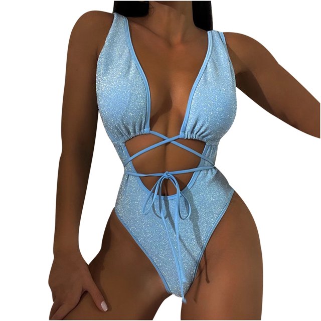 Bikini para mujer Color sólido Cómodo Traje de baño dividido femenino Sin espalda Traje de baño duradero con cordones OAVQHLG3B Store lin121212