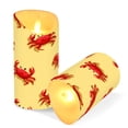 thumbnail image 2 of 2 PCS Tilted Flameless Candles Flickering LED Lights Battery Operated Candles with Remote Timers for Holiday Decor Cute Red Crabs Pattern, 2 of 7
