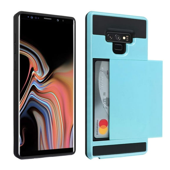 Galaxy Note 9 2018 case, Mignova rugged double-layer protection card holder shockproof and drop-proof protection hard shell mixed rubber armor for Samsung Galaxy note 9(Blue)