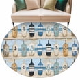 thumbnail image 2 of Blue Coastal Round Area Rug 5 FT, Non Slip Bedroom Rugs, Ocean Nautical Anchor Wood Barn Beach Washable Soft Circular Carpet Non-Shedding Floor Mat for Kitchen Dining Room Foyer Balcony Dorm, 2 of 8