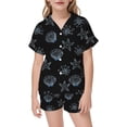 thumbnail image 2 of JAJAHO Girls Pajamas Sets Kids Ocean Animal Printed Short Sleeve Shirts And Pants 2 Piece Summer Satin Sleepwear Set 2-13Y, 2 of 4