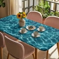 thumbnail image 3 of Teal Green Ocean Waves Table Cloths for 6 Foot Rectangle Tables, Summer Sea Pool Patio Waterproof Elastic Fitted Tablecloths, Washable Rectangular Table Cover for Camping, 3 of 8