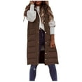thumbnail image 2 of iOPQO Puffer Vest for Women Long Puffer Vest Women's Outerwear Womens Parka Puffer Vest with Hood Winter Clothing for Women Warm Jackets for Women Coffee 4XL, 2 of 9