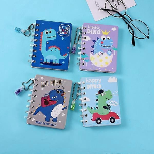 4 pcs random patterns portable notebooks dinosaur kawaii notebooks sketch notebooks, kids stationery, school supplies