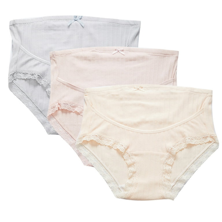 Spdoo Over Bump Lace Maternity Underwear Cotton Plus Size Pregnancy Panties  Adjustable High Waist Postpartum Belly Support Briefs Pack of 3 