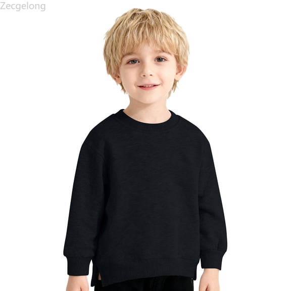 Zecgelong Kids Pullover Sweater Soft Casual Crewneck Top For Boys And Girls Comfortable Childrens Outerwear Daily Wear Play Outfit Black,Size 2-3 years