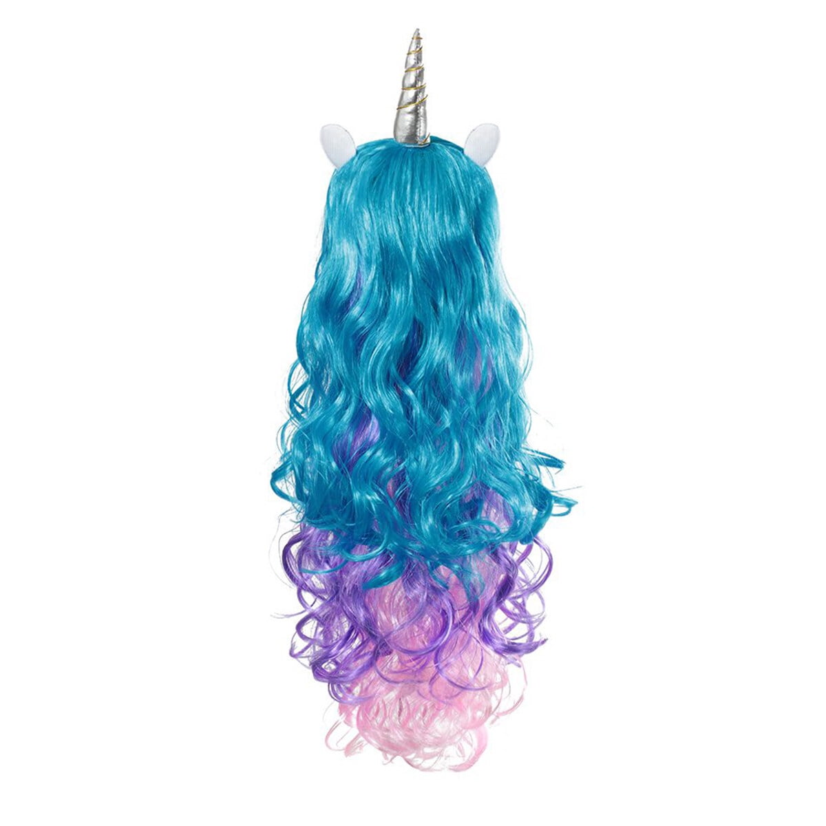HAWEE Halloween Unicorn Wig, Adult/Child Long Curly Wavy Rainbow Wig for Music Festival Cosplay