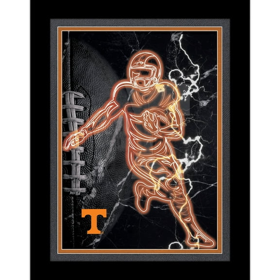 Black Tennessee Volunteers 12'' x 16'' Framed Neon Player Print
