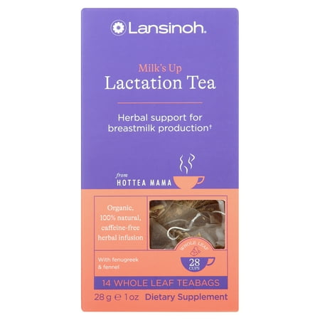 Lansinoh + HotTea Mama Milk’s Up Lactation Tea, Breastfeeding Support Herbal Tea, 14 Sachets