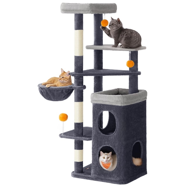 Torre para Gatos Alta Feandrea con 2 Cuevas y 3 Rascadores