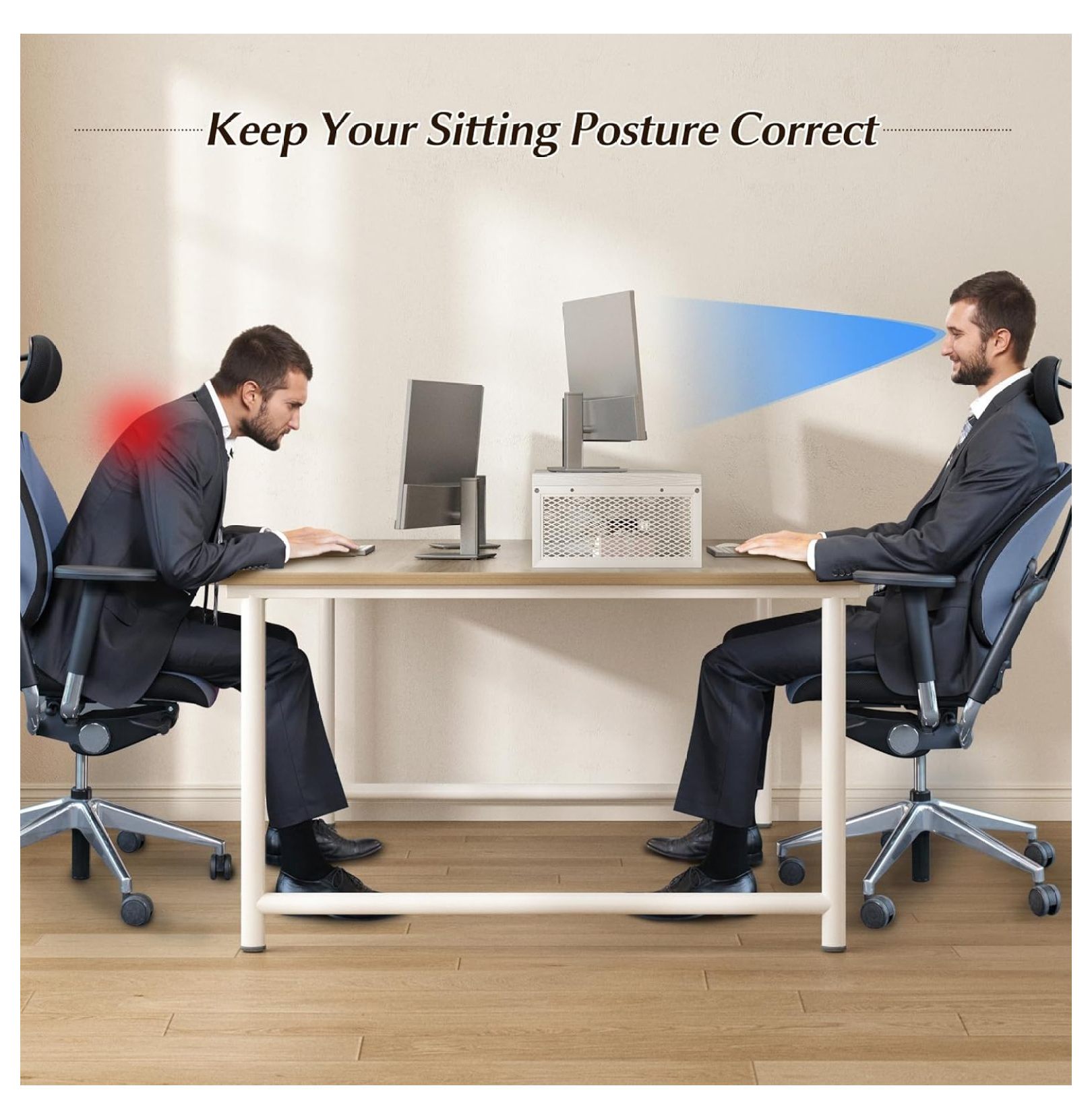 55.2" Computer Monitor Stand, Desk Shelf for Top of Desk for 3 * 23" Monitors/Laptop Computer/PC/Printers, TV Riser for 65 60 55 Inch TV for Bedroom Home Office, White