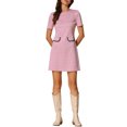 thumbnail image 2 of VESTIDO DE TRABAJO PARA MUJERES INSPIRE CHIC DE MANGA CORTA VINTAGE DE CUADROS HOUNDSTOOTH EN FORMA DE TUBO S ROSA, 2 of 6