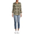 thumbnail image 2 of No Boundaries Juniors' Button-Front Plaid Shirt, 2 of 5