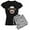 With Gray Camo Pant, variant on - Sock Monkey Face Women's Dark Pajamas - Women's Short Sleeve Print T-Shirt and Pants Dark Cotton Pajama Set