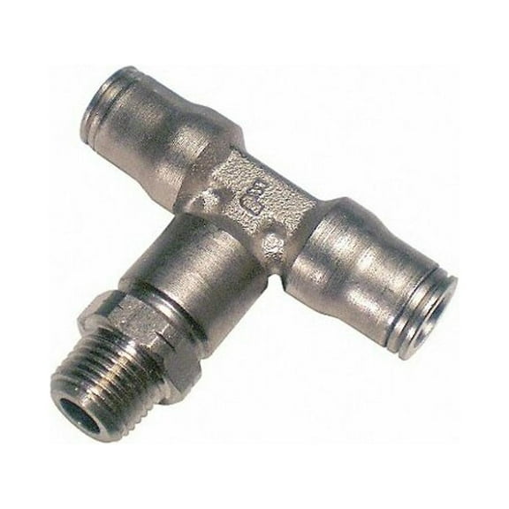 Legris Push-Fit Tee Fitting, 1/4 in Tube Size, Brass, Silver 3608 06 13