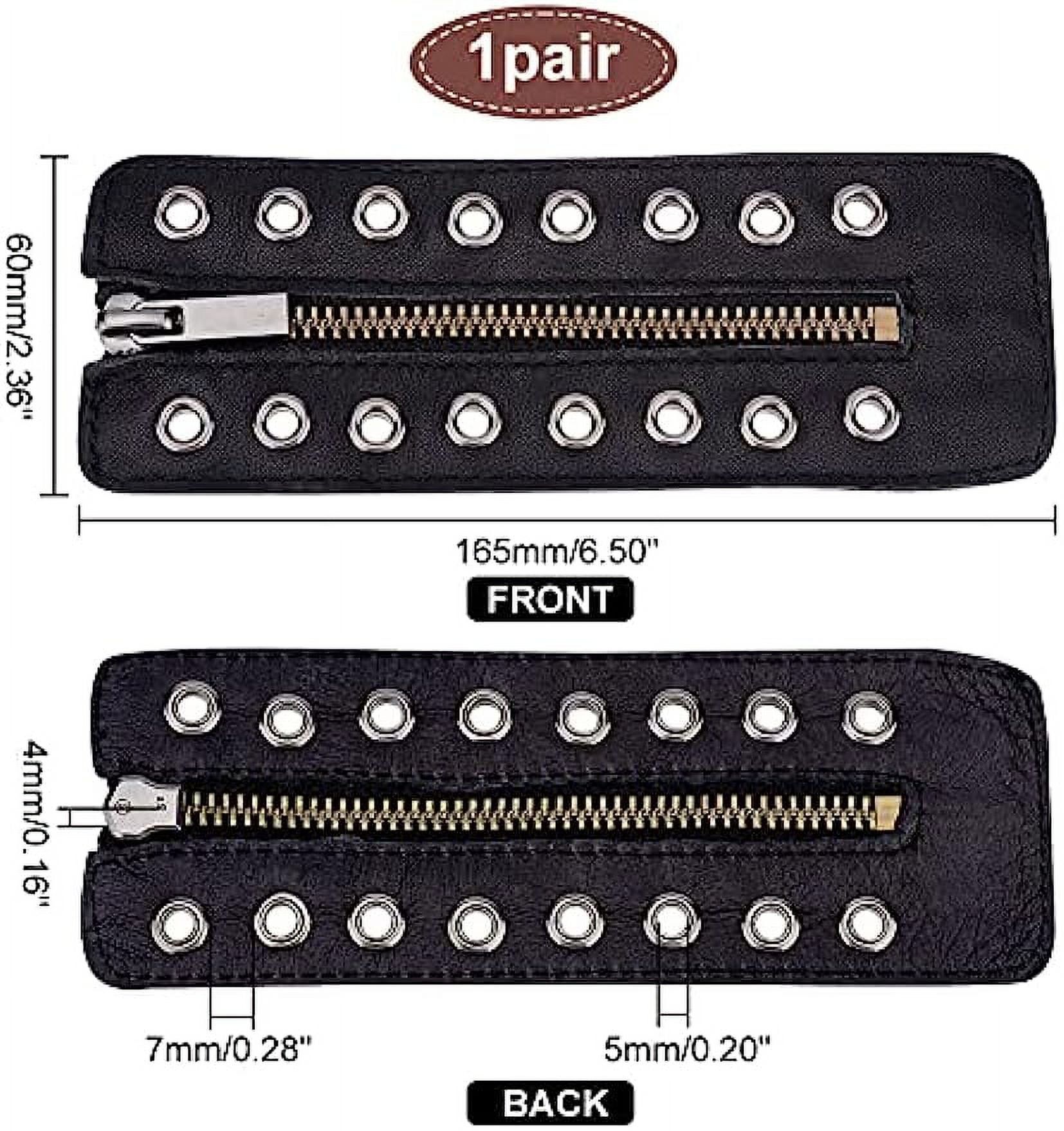 Leather Lace-in Boot Zipper Inserts, 6.2 x 2.1 Inch 8 2.1×6.2 Black-smooth
