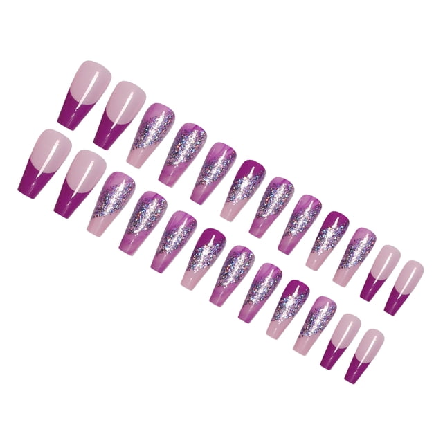 Soidarity Uñas postizas de ataúd de longitud, resistentes a los arañazos, uñas a presión, punta de uñas removible, pegatinas de manicura ajustables Arte de uñas tipo 34 Soidarity CE012296-34B