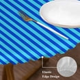 thumbnail image 3 of Violet Striped Round Tablecloth, Fitted Table Cover with Elastic for 55"-60" Round Tables, Geometric Vertical Modern Minimalist Table Cloth Outdoor Indoor Dinning Party Waterproof Tablecloths, 3 of 7