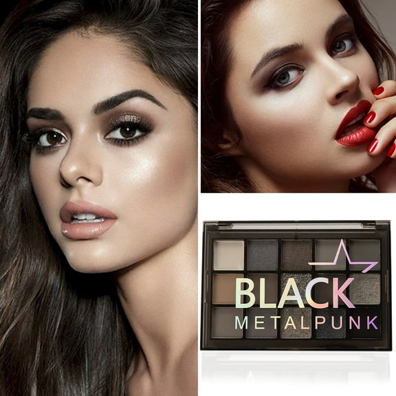 ONLYEOR Black Smoky Eye shadow Palette, 15 Colors Black Dark Grey Smokey Goth Eyeshadow Pallet, Gray Silver Shimmer Glitter Eye shadow Pallet for Daily and Halloween
