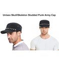 thumbnail image 6 of ZZ Unisex Skull/Skeleton Studded Punk-Army-Cap Cool Flat Cap (Size: S-M), 6 of 7