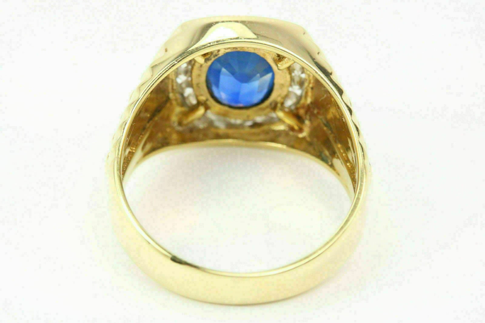 King Crown Design Cool Ring Blue Stone Silver Mens Sapphire Jewelry Muslim  Sign | eBay