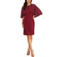thumbnail image 1 of Vestido de invitada de boda para mujer INSPIRE CHIC con cuentas, cuello redondo, vestido de cóctel de gasa con capa, talla XL, burdeos, 1 of 6