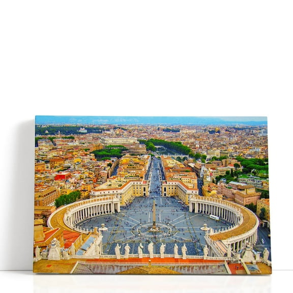 St. Peter's Square in Rome, Italy - Wrapped Canvas Print Wall Art | 18" W x 12" H