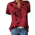 thumbnail image 1 of Askfv Plus Size Top for Women Short Sleeve Casual Henley Shirt Button Down Floral Print Blouse, 1 of 8