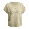 thumbnail image 5 of Short Sleeve Sweater for Women Flower Embroidered Knit Pullovers Tops Color Beige Size M, 5 of 5