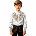 thumbnail image 4 of Boys Stand Collar Shirts Floral Print Button Down Long Sleeve Western Cowboy Fall Summer Casual Tops Tees for Kid Size 13-14T, 4 of 4