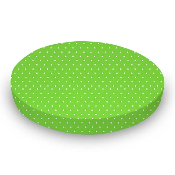 SheetWorld Fitted 100% Cotton Percale Oval Crib Sheet, Fits Stokke Sleepi 26 x 47, Primary Pindots Green Woven