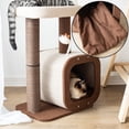 thumbnail image 5 of Catry 23" Condo Brown & Beige Cat Condo Small Cat Tree with Scratching Post Play House Indoor Multi-Level Climbing Cat Furniture with Free Cat Teaser as Bonus, 5 of 13