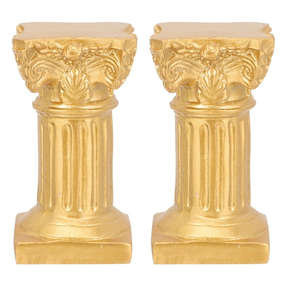 2 Mini Resin Roman Pillars Home Decor Props (Golden)
