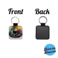 thumbnail image 4 of Motorcycle Racing Riding Helmet Watercolor Faux Leather Square Keychain, 4 of 7