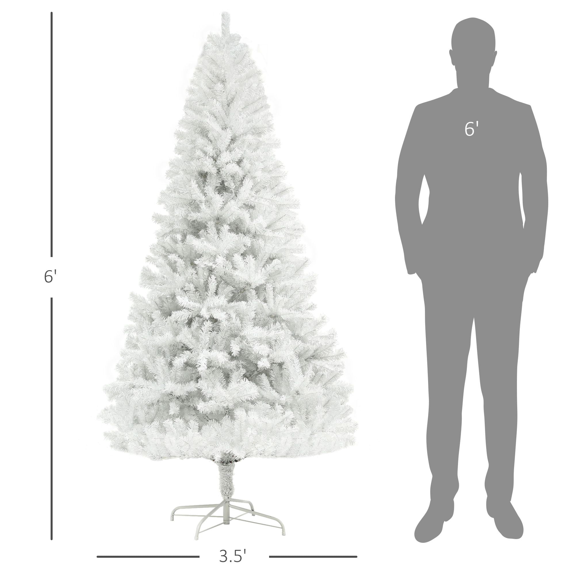 6 ft Unlit Artificial Christmas Tree with 1000 Branch Tips, Auto Open Hinged Design and Steel Base for Indoor Holiday Decor