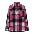 thumbnail image 3 of ‌FDGIU Womens Plaid Shacket Jacket Long Sleeve Button-Up, Warm Flannel Shirt Coat for Fall Fashion & Winter Clothing, 3 of 6